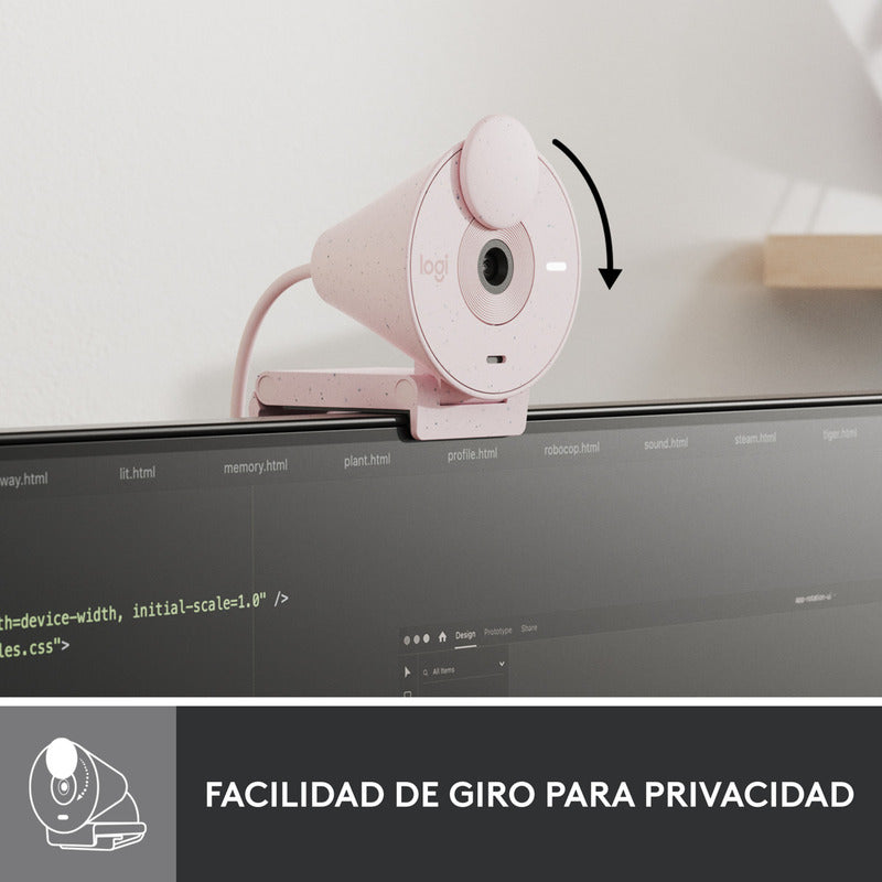 Combo Cámara Web Logitech Brio 300 + Diadema H390 Usb Rosa