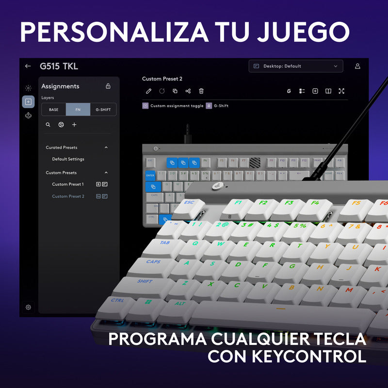Teclado Gamer Mecánico Lightsync Rgb Logitech G515 Tkl, Blanco