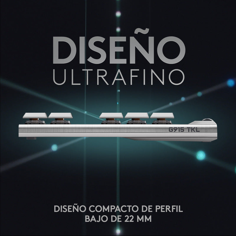 Teclado Gamer Logitech G915 Tkl, Mecánico Inalámbrico Blanco