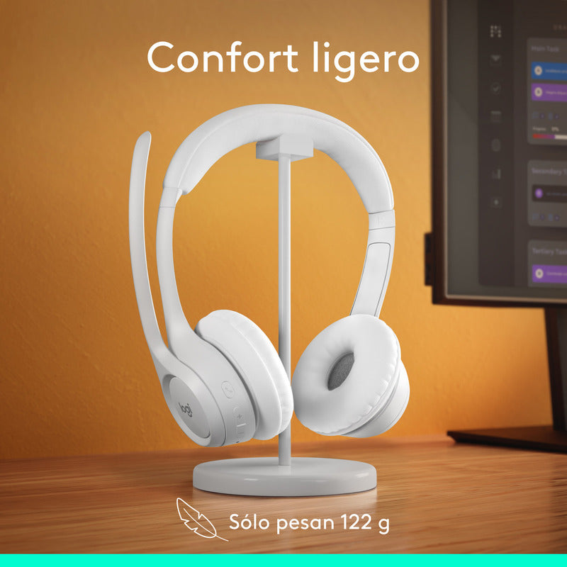 Auriculares Inalámbricos Bluetooth Logitech Zone 300 con Micrófono, Blanco + Obsequio Soporte para Diadema