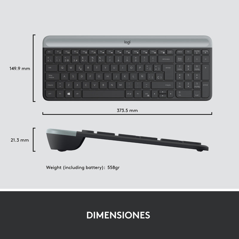 Combo Inalámbrico Slim Logitech Mk470, Teclado Y Mouse