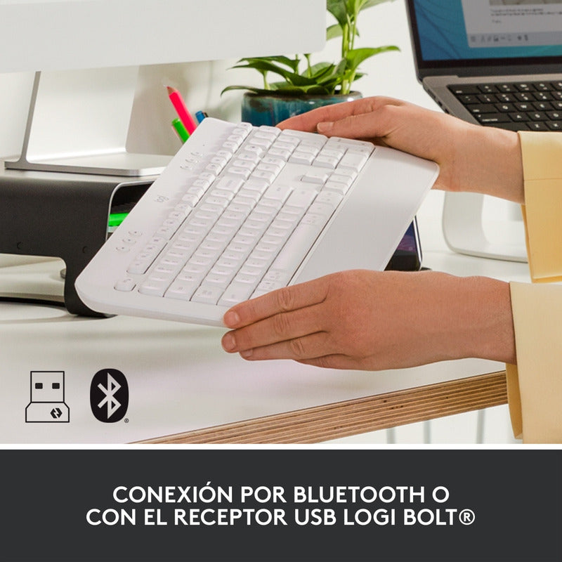 Teclado Inalámbrico BT/Bolt Logitech Signature K650 con Diseño Confortable, Blanco