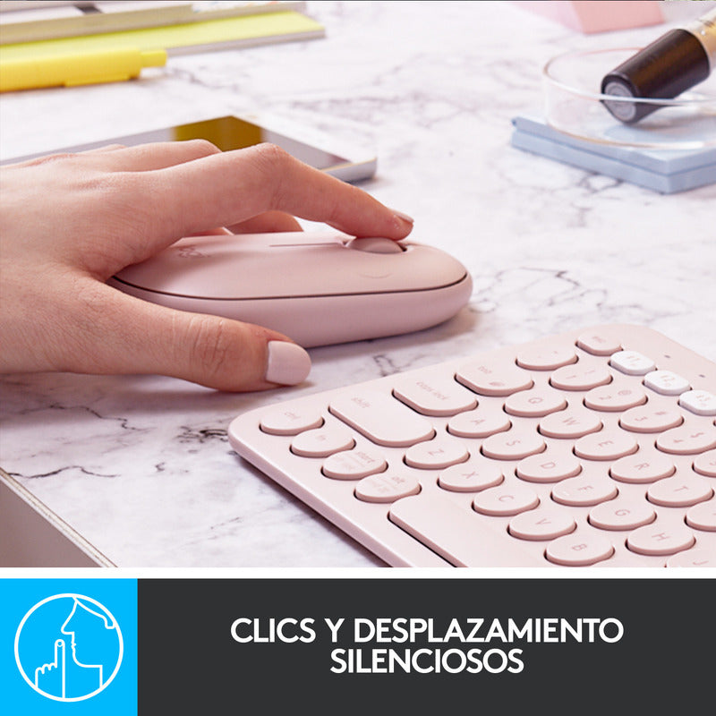 Mouse Inalámbrico Moderno Logitech Pebble M350 Rosado