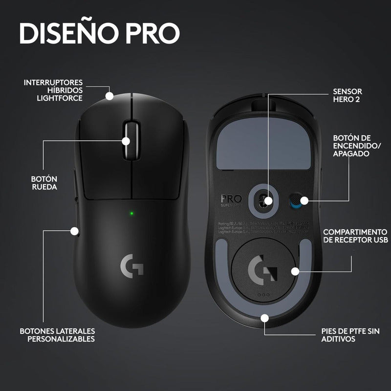 Mouse Gamer Inalámbrico Logitech G Pro X Superlight 2 Negro