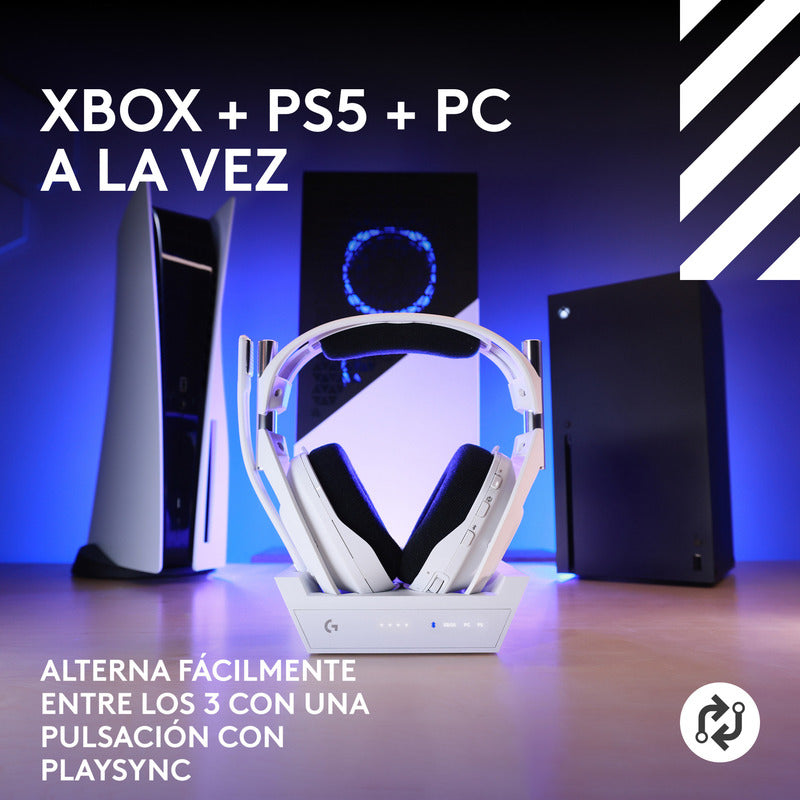 Auriculares Gamer Inalámbricos Logitech Astro A50 X LIGHTSPEED + Base PLAYSYNC, Blanco