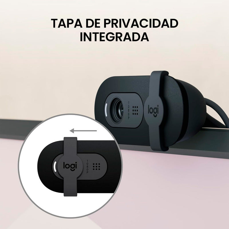 Webcam Full Hd 1080p, Rightlight 2, Logitech Brio 100 Negro