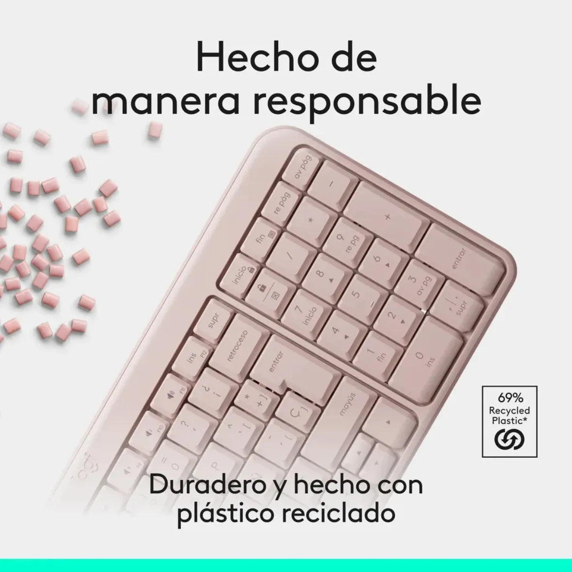 Teclado Inalámbrico Bluetooth Logitech K250 con Diseño Compacto, Rosa