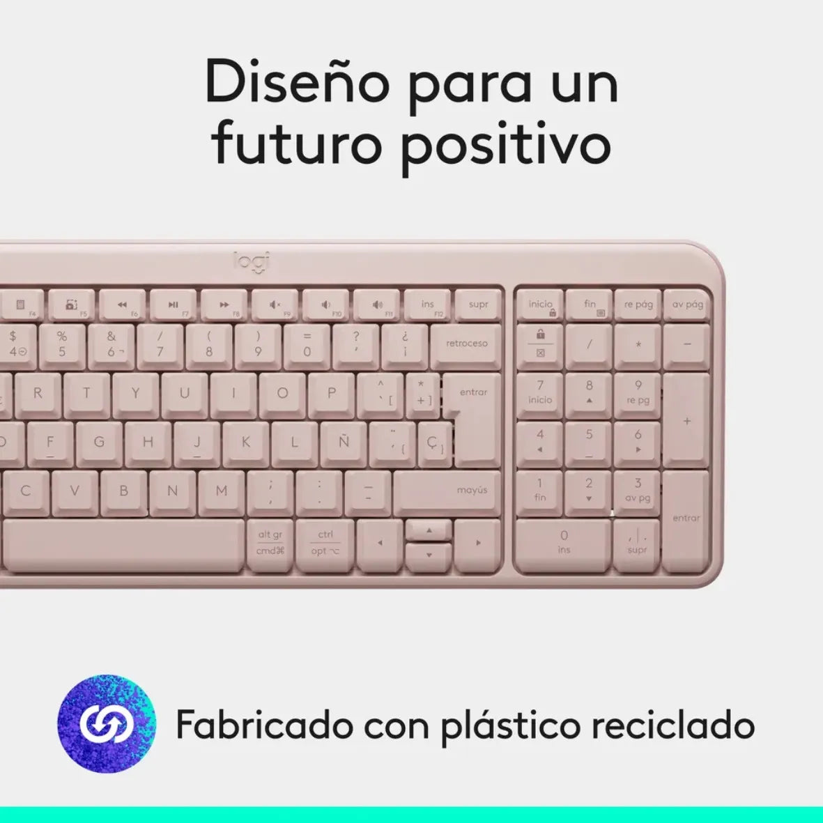 Teclado Inalámbrico Bluetooth Logitech K250 con Diseño Compacto, Rosa