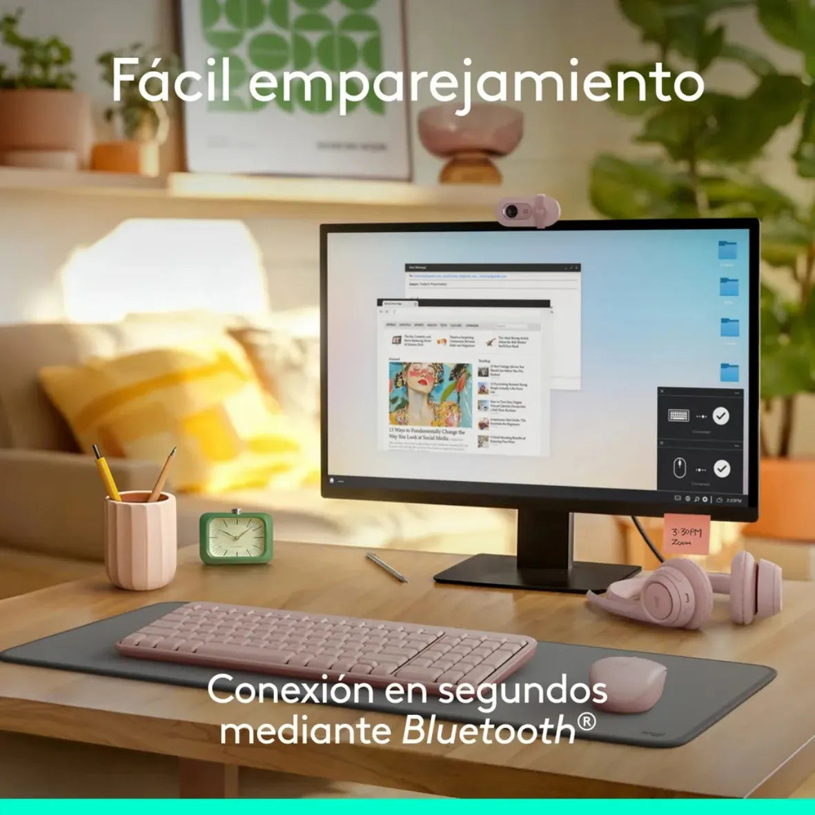 Teclado Inalámbrico Bluetooth Logitech K250 con Diseño Compacto, Rosa