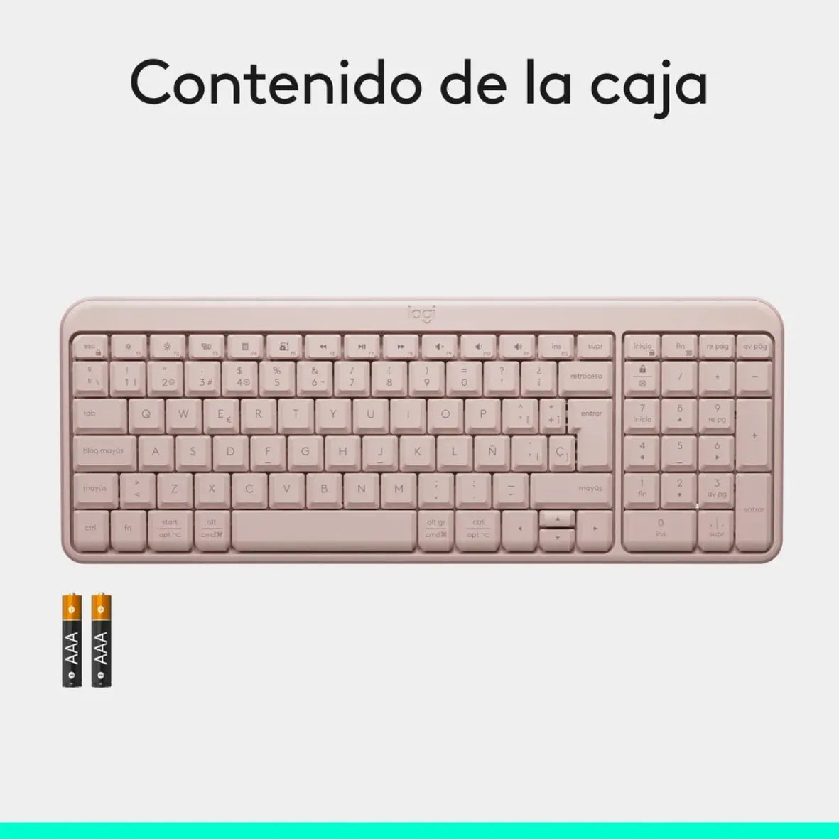 Teclado Inalámbrico Bluetooth Logitech K250 con Diseño Compacto, Rosa