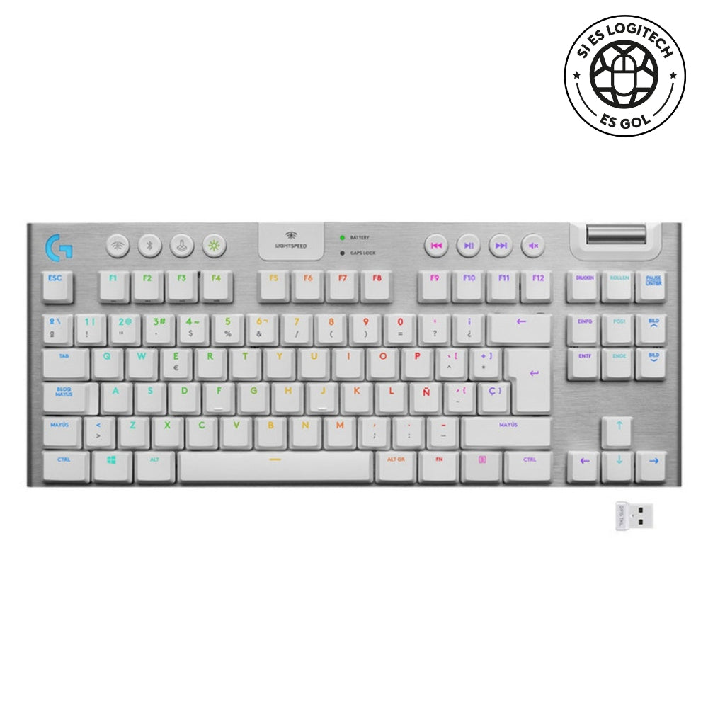 Teclado Gamer Logitech G915 Tkl, Mecánico Inalámbrico Blanco