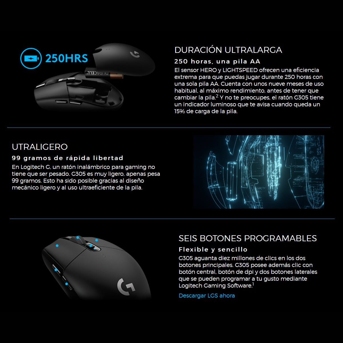 Mouse Gamer Inalámbrico Logitech G305 LIGHTSPEED HERO 12000 DPI 6 Botones - Lila + Pad Mouse Gamer Logitech G240 con Superficie de Tela