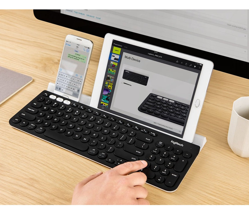 Teclado Inalámbrico Logitech K780 Bluetooth Multidispositivo con Base Tablet Celular + Mouse Inalámbrico Logitech Signature Comfort Plus M850 L