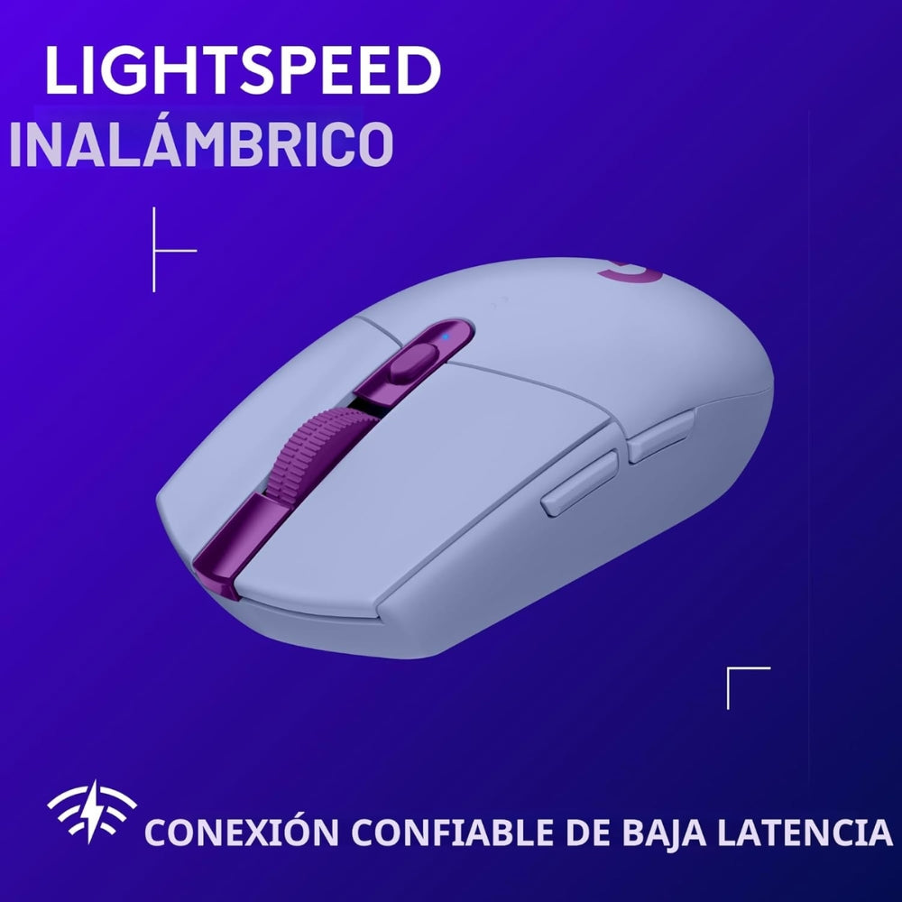 Auriculares Gamer Inalámbricos Logitech G325 LIGHTSPEED Bluetooth PC/PS5/Switch - Lila + Mouse Gamer Inalámbrico Logitech G305 LIGHTSPEED HERO 12000 DPI 6 Botones - Lila