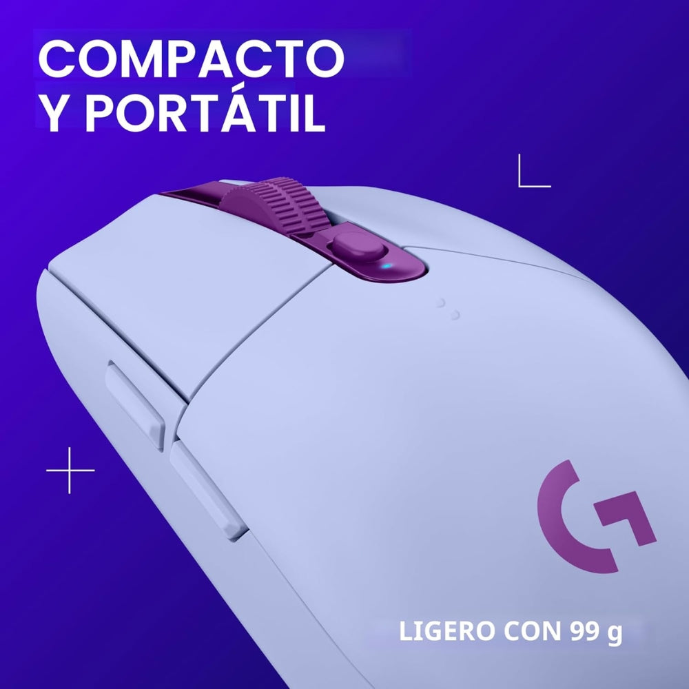 Auriculares Gamer Inalámbricos Logitech G325 LIGHTSPEED Bluetooth PC/PS5/Switch - Lila + Mouse Gamer Inalámbrico Logitech G305 LIGHTSPEED HERO 12000 DPI 6 Botones - Lila