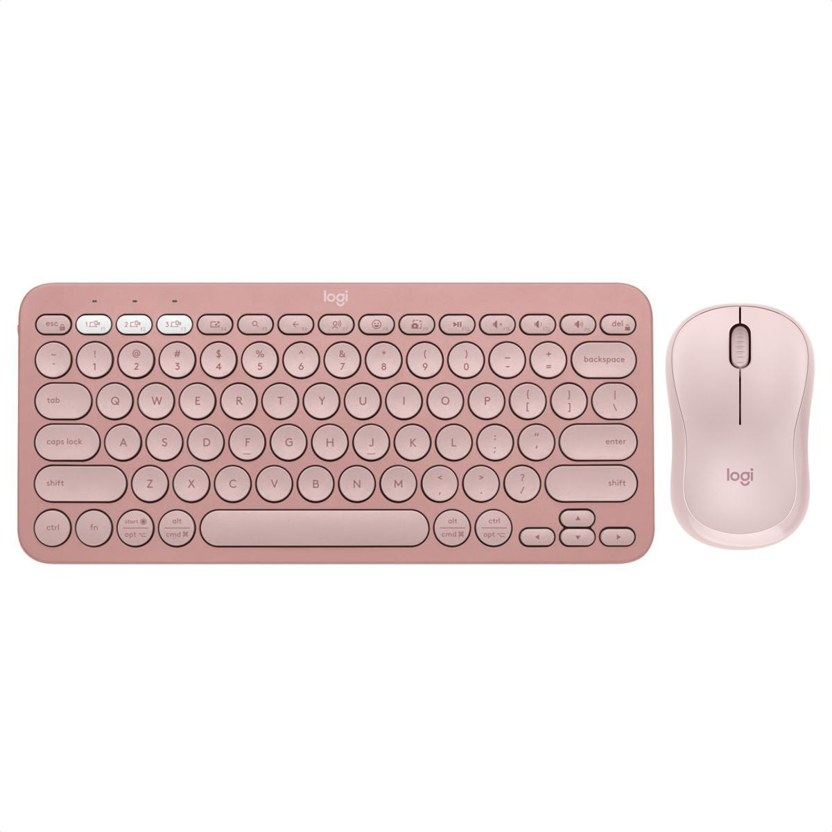 Teclado Bluetooth Logitech Pebble Keys 2 K380s Multidispositivo + Logitech M240 Silencioso Ratón Bluetooth Inalámbrico - Rosa