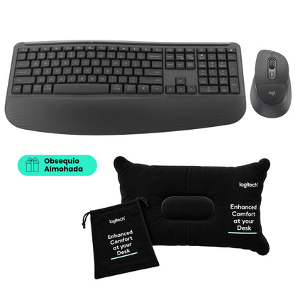 Combo Teclado y Mouse Inalámbrico Logitech Signature Comfort Plus MK880 Bluetooth + Obsequio Almohada