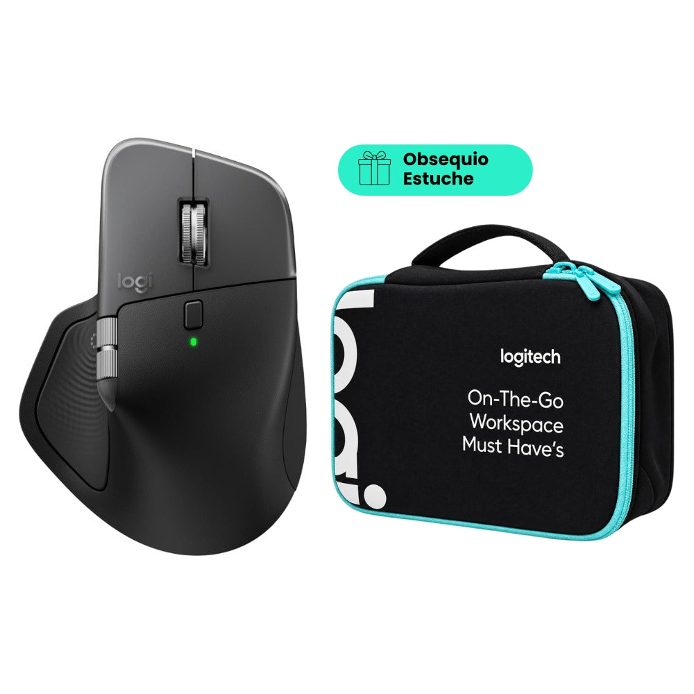Mouse Inalámbrico Avanzado Logitech MX Master 4 Recargable Bluetooth/Bolt - Grafito + Obsequio Estuche