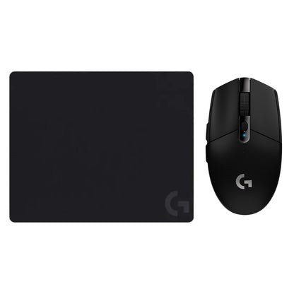 Mouse Gamer Inalámbrico Logitech G305 LIGHTSPEED HERO 12000 DPI 6 Botones - Negro + Pad Mouse Gamer Logitech G240 con Superficie de Tela