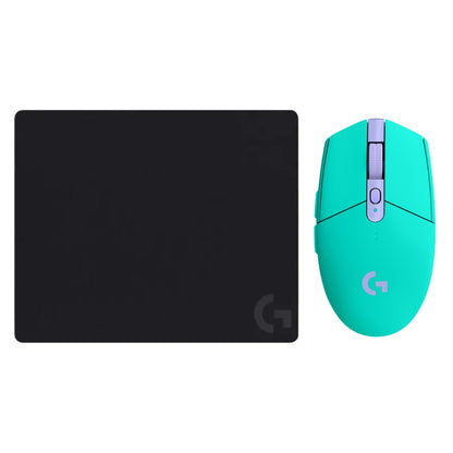 Mouse Gamer Inalámbrico Logitech G305 LIGHTSPEED HERO 12000 DPI 6 Botones - Menta + Pad Mouse Gamer Logitech G240 con Superficie de Tela