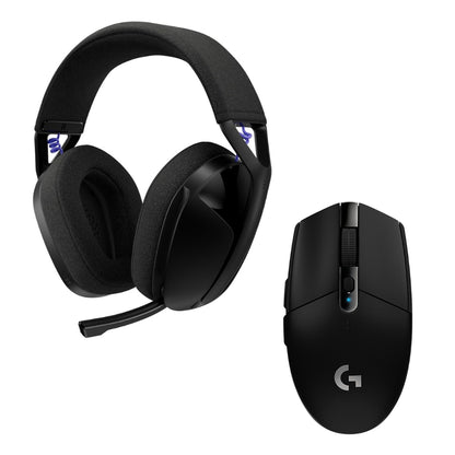 Audífonos Diadema Gamer Inalámbrica Logitech G321 LIGHTSPEED Bluetooth PC/PS5/Switch - Negro + Mouse Gamer Inalámbrico Logitech G305 LIGHTSPEED HERO 12000 DPI 6 Botones - Negro