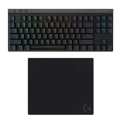 Teclado Gamer Mecánico Logitech G515 TKL de Perfil Bajo con RGB LIGHTSYNC - Negro + Mouse Pad Gamer Logitech G640 Tela Grande 400x460mm - Negro