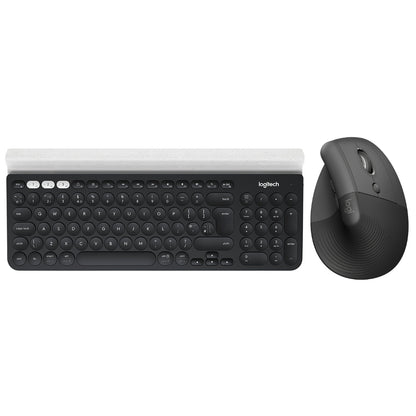 Teclado Inalámbrico Logitech K780 Multidispositivo + Mouse Ergonómico Vertical Logitech Lift Inalámbrico - Negro