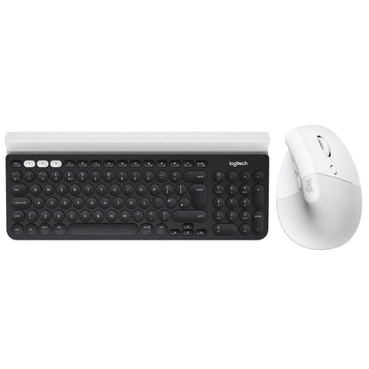 Teclado Inalámbrico Logitech K780 Multidispositivo + Mouse Ergonómico Vertical Logitech Lift Inalámbrico - Blanco