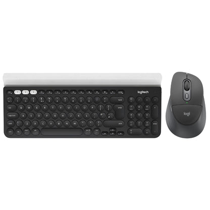 Teclado Inalámbrico Logitech K780 Bluetooth Multidispositivo con Base Tablet Celular + Mouse Inalámbrico Logitech Signature Comfort Plus M850 L