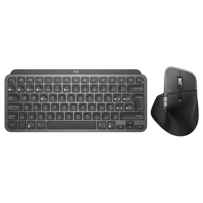 Teclado Avanzado Recargable, Logitech Mx Keys Mini - Grafito + Mouse Inalámbrico Avanzado Logitech MX Master 4 Bluetooth/Bolt - Grafito