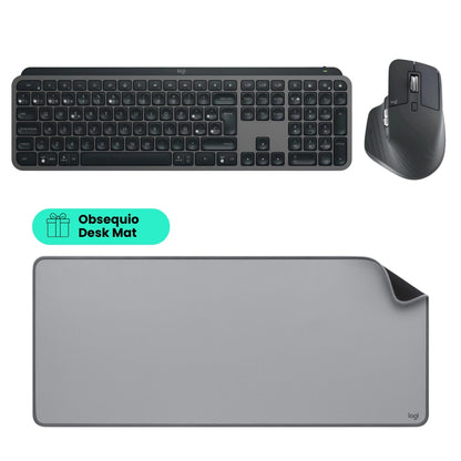Combo Avanzado Logitech: Teclado MX Keys S + Mouse MX Master 3S Edición Bluetooth + Obsequio Pad Mouse Desk Mat