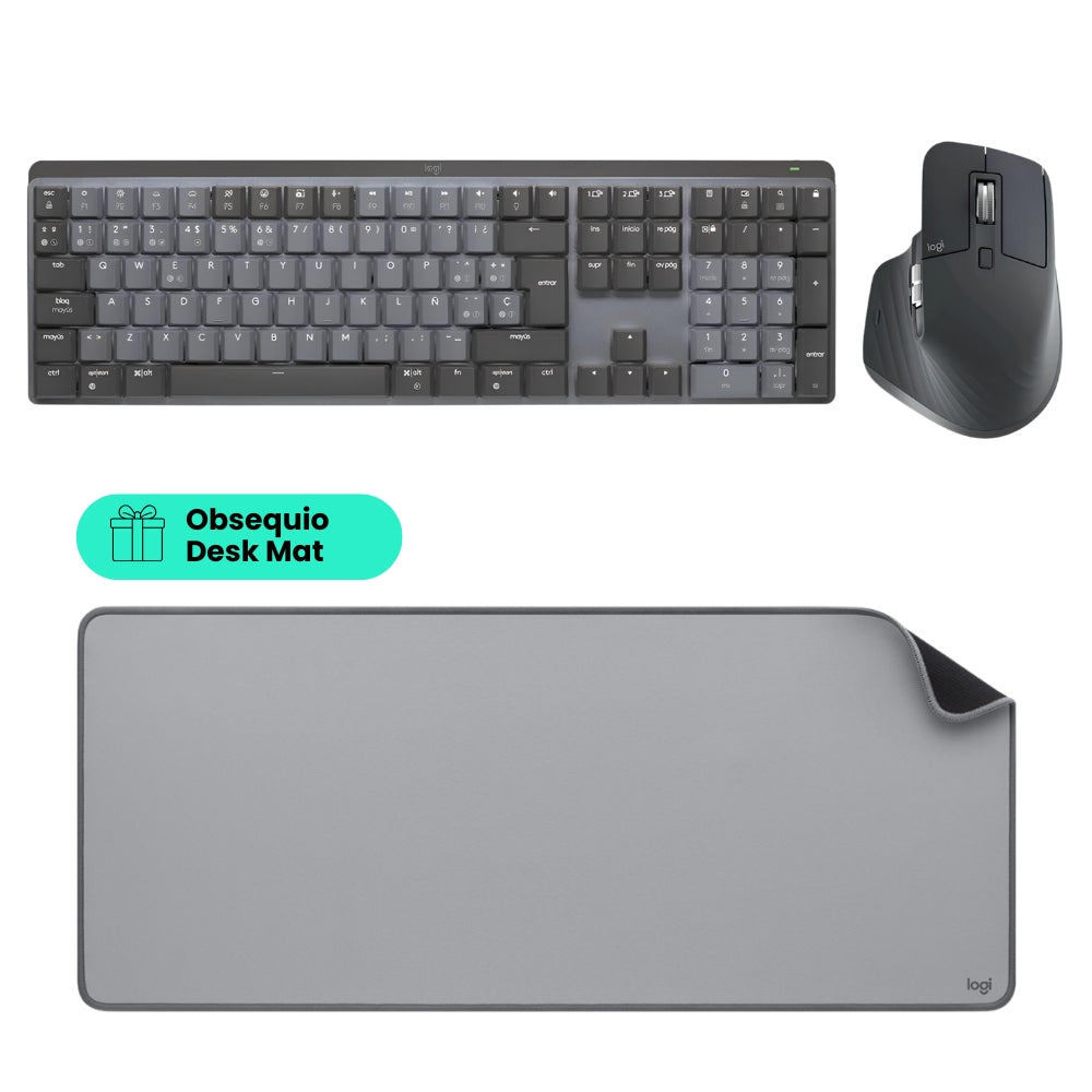 Combo Logitech Teclado Mx Mechanical + Mouse Mx Master 3s Edición Bluetooth + Obsequio Pad Mouse Desk Mat