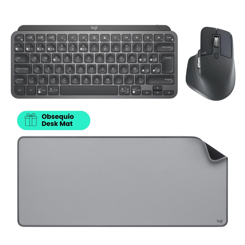 Logitech Combo Avanzado Teclado Mx Keys Mini + Mouse Mx Master 3s Edición Bluetooth + Obsequio Pad Mouse Desk Mat
