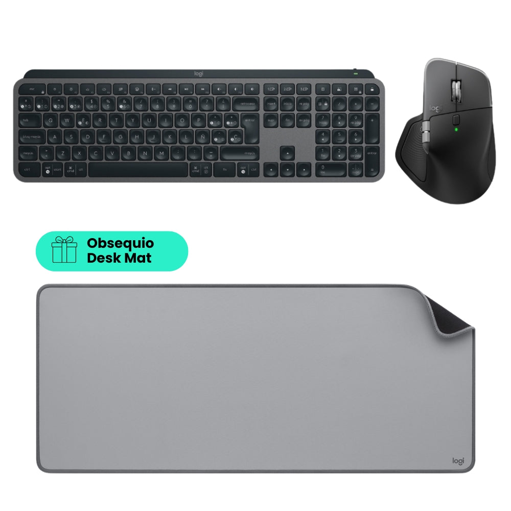 Teclado Avanzado Logitech MX Keys S Inalámbrico Multidispositivo + Mouse Inalámbrico Avanzado Logitech MX Master 4 Bluetooth/Bolt + Obsequio Pad Mouse Desk Mat
