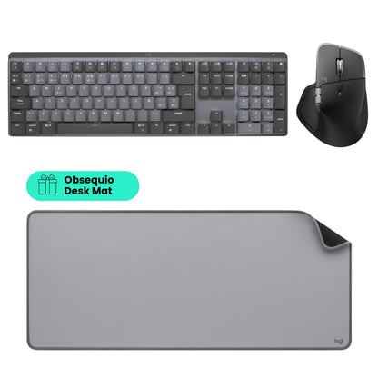Combo Logitech Teclado Mx Mechanical + Mouse Mx Master 4 Bluetooth/Bolt + Obsequio Pad Mouse Desk Mat