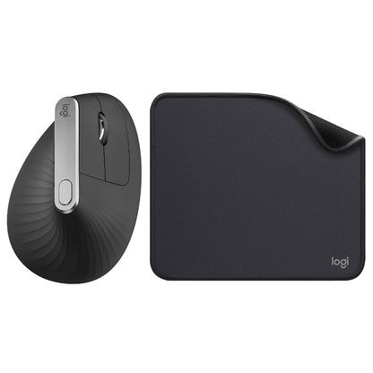 Mouse Ergonómico Avanzado Logitech MX Vertical Inalámbrico Bluetooth Recargable + Mouse Pad Logitech Studio Series