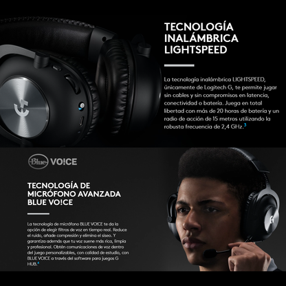 Diadema Gamer Profesional Logitech G Pro X Wireless 7.1 Dts, Negro