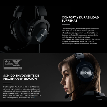 Diadema Gamer Profesional Logitech G Pro X Wireless 7.1 Dts, Negro