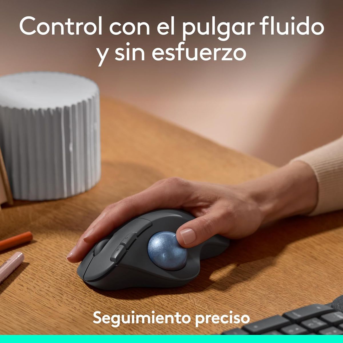 Teclado Ergonómico Inalámbrico Logitech Wave Keys + Mouse Trackball Inalámbrico Logitech Ergo M575S Ergonómico Bluetooth/Bolt + Obsequio Soporte