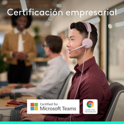 Diadema Profesional Logitech Zone Wireless 2 ES con ANC Híbrida Adaptativa - Rosado