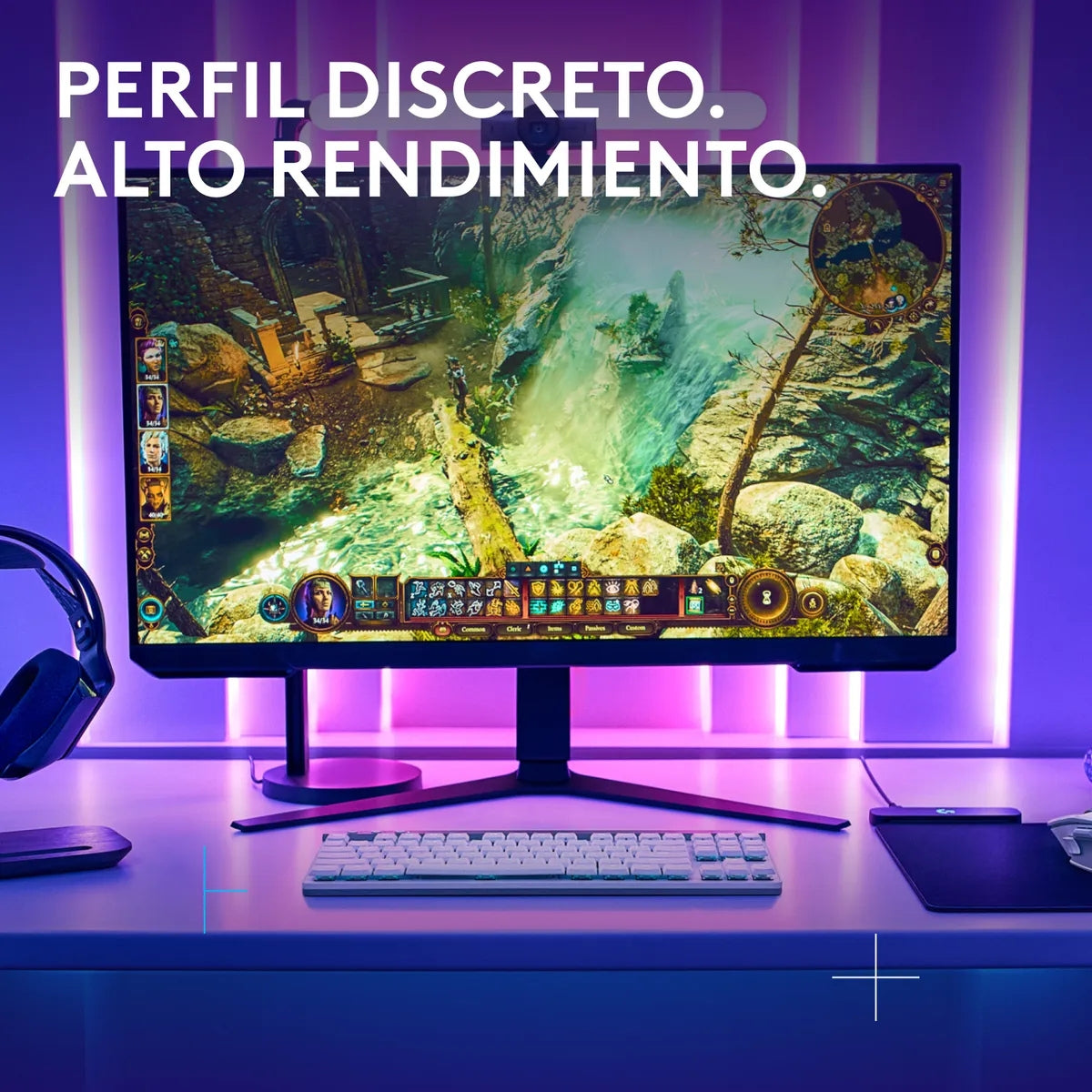 Teclado Gamer Mecánico Logitech G515 TKL de Perfil Bajo con RGB LIGHTSYNC - Blanco + Mouse Pad Gamer Logitech G640 Tela Grande 400x460mm - Negro