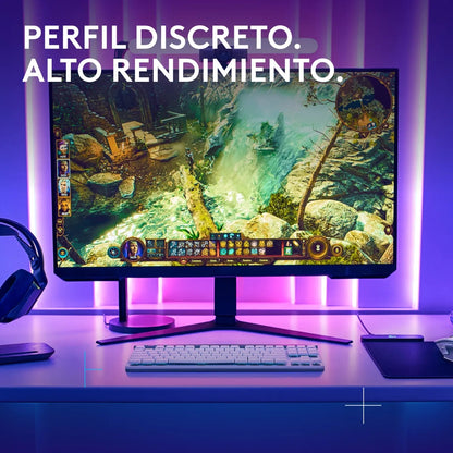 Teclado Gamer Mecánico Logitech G515 TKL de Perfil Bajo con RGB LIGHTSYNC - Blanco + Mouse Pad Gamer Logitech G640 Tela Grande 400x460mm - Negro