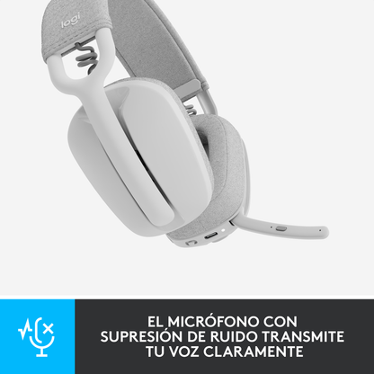 Diadema Profesional Bluetooth Logitech Zone Vibe 100 Micrófono Flip-to-Mute + Mouse Inalámbrico Avanzado Logitech MX Master 4 Recargable Bluetooth/Bolt - Blanco + Obsequio Estuche
