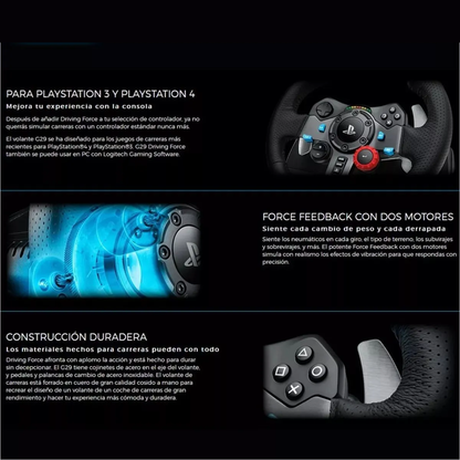 Volante de Carreras Logitech G29 SE Driving Force para PS5, PS4, PS3 y PC + Palanca de Cambios