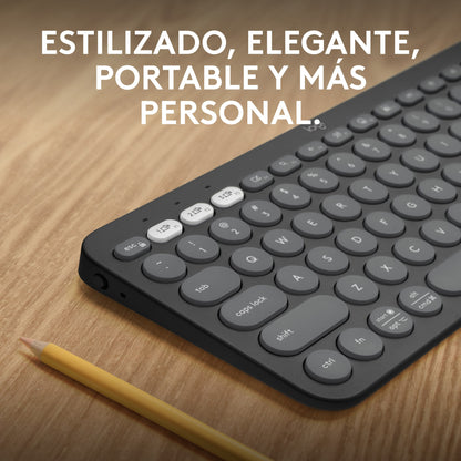 Teclado Bluetooth Multidispositivo Logitech Pebble Keys 2 K380s + Mouse Bluetooth Logitech POP con Botón Emojis SilentTouch Multidispositivo - Blast + Mouse Pad Logitech Studio Series