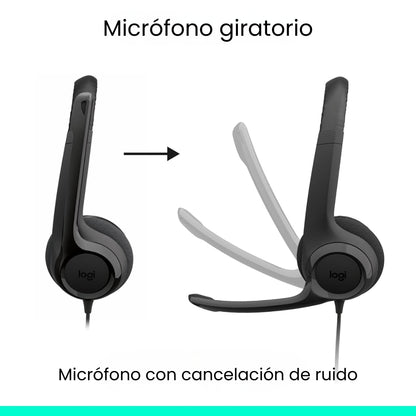 Auriculares con Micrófono USB-C Logitech H390 con Controles en el Cable - Negro
