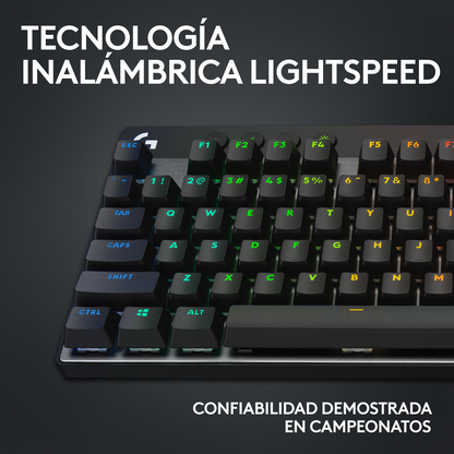 Teclado Gamer Inalámbrico Logitech G PRO X TKL LIGHTSPEED RGB LIGHTSYNC - Negro + Mouse Pad Gamer Logitech G640 Tela Grande 400x460mm - Negro