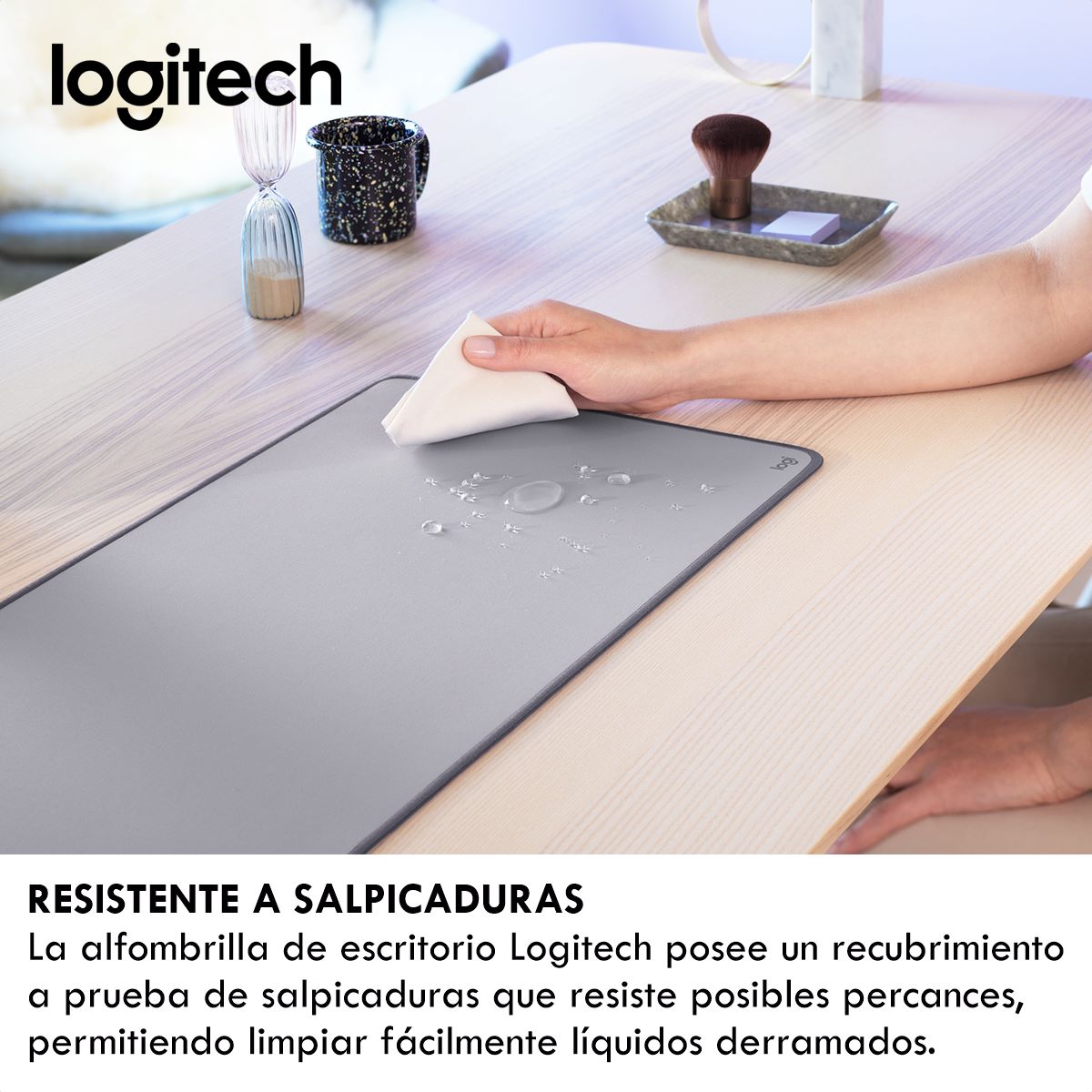 Combo Inalámbrico Logitech Teclado Wave Keys + Mouse Ergonomico Lift + Padmouse DeskMat Gris
