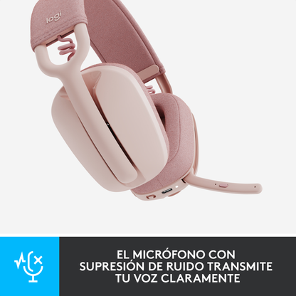 Diadema Profesional Bluetooth Logitech Zone Vibe 100 Micrófono Flip-to-Mute + Mouse Inalámbrico Avanzado Logitech MX Master 4 Recargable Bluetooth/Bolt - Rosa + Obsequio Estuche