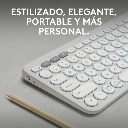 Teclado Bluetooth Logitech Pebble Keys 2 K380s Multidispositivo + Logitech M240 Silencioso Ratón Bluetooth Inalámbrico - Blanco